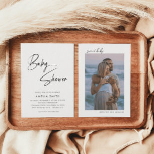 Convites Foto de Script Manuscrito Minimalista