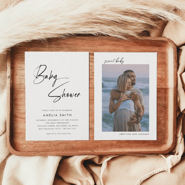 Convites Foto de Script Manuscrito Minimalista (Criador carregado)