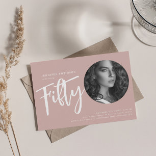 Convites Foto de Script Moderno 50º Festa de aniversário Ro
