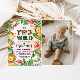 Convites Foto de segundo aniversário Selvagem Safari Dois