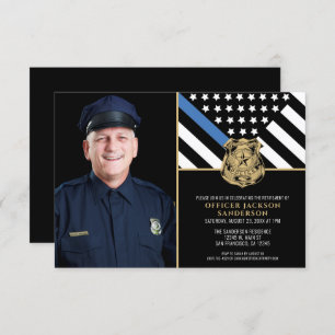 Convites Foto de Sinalizador Thin Blue Line Retirement Poli