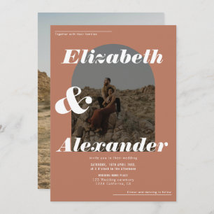 Convites Foto de terraço em arco moderno, foto retrô casame