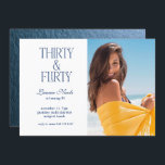 Convites Foto de Tipografia Azul Trinta e Flirty 30 Anivers<br><div class="desc">Crie o convite de aniversário perfeito para o seu 30 com este belo convite para fotos da tipografia da lendária azul 'Trty & Flirty'. A parte traseira da placa apresenta uma textura azul para completar a aparência. Copyright Elegant Invites,  todos os direitos reservados.</div>