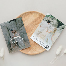 Convites Foto de Tipografia Negrito Código QR Casamento