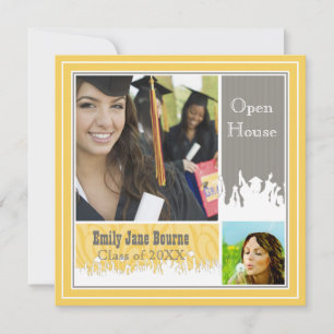 Convites Foto de Turma de Formatura Cinza e Amarelo 2012