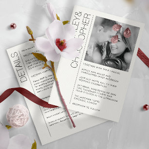 Convites Foto de W&B de casamento minimalista moderno