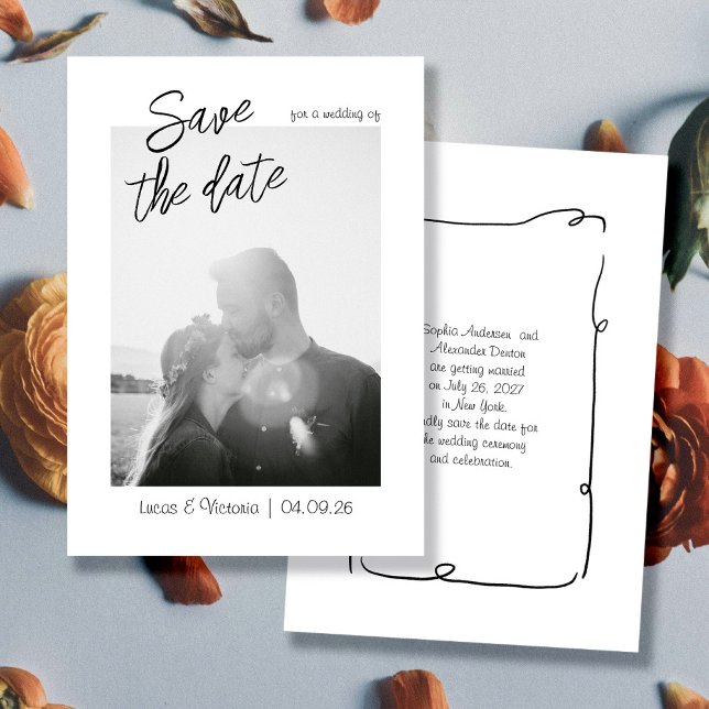 Convites Foto de Whimsical manuscrita salvar data (Criador carregado)