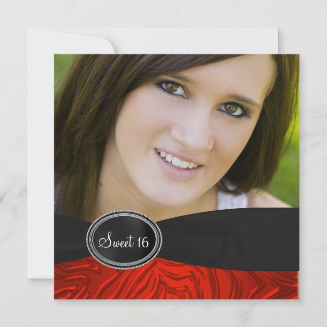 Convites Foto de Zebra Vermelha Doce 16 Festa de aniversári (Frente)