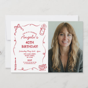 Convites Foto Desenhada À Mão festa de aniversário