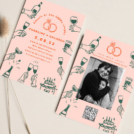 Convites Foto desenhada à mão Qrcode Contemporânea