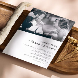 Convites Foto Diagonal Elegante com Casamento Black Serif