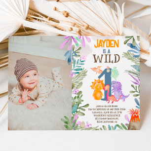 Convites Foto: dinossauros aquosos verde selvagem 1 1rua