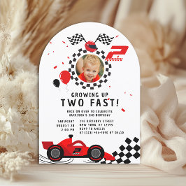 Convites Foto do 2º Aniversário do Two Fast Red Racing Car
