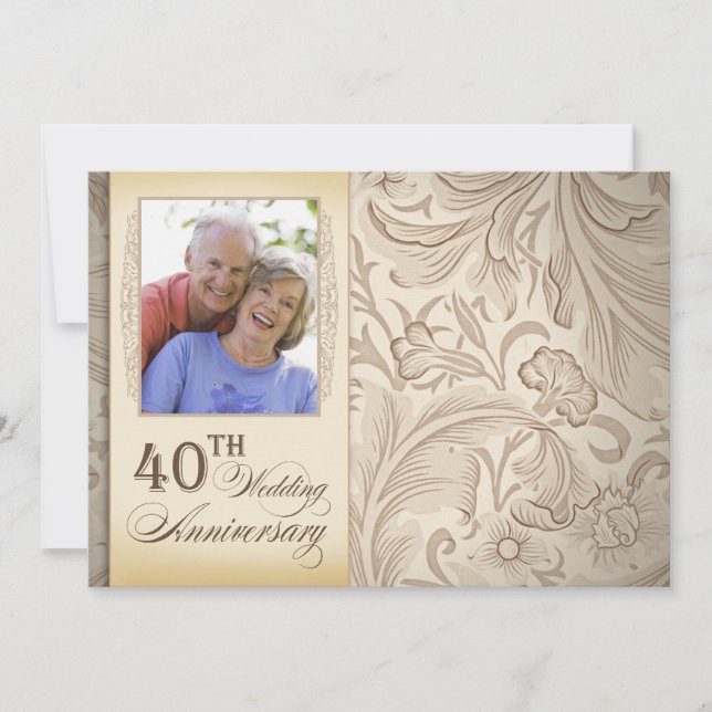 Convites foto do 40º aniversário de casamento (Frente)