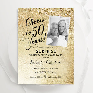 Convites Foto do 50º aniversário de casamento surpresa em o