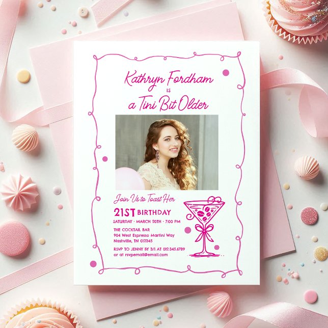 Convites Foto do aniversário de 21 anos Espresso Martini (Criador carregado)