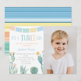Convites Foto do aniversário de 3 anos de Tema Mexicano Trê