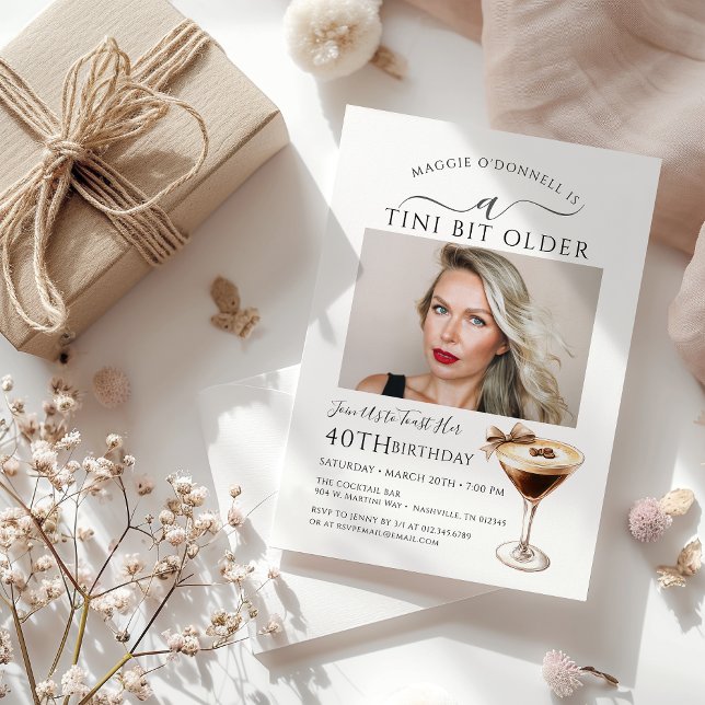 Convites Foto do aniversário de 40 anos Espresso Martini (Criador carregado)