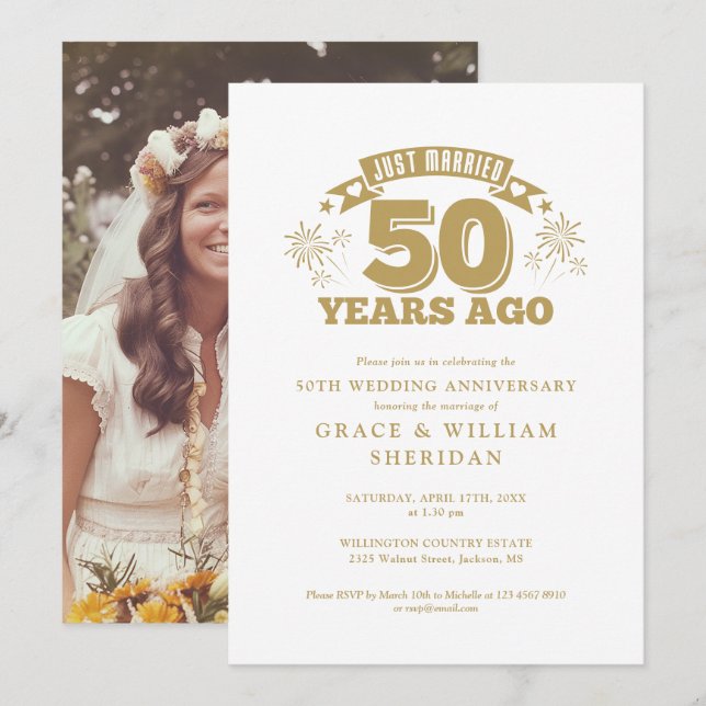 Convites Foto do aniversário de casamento do recem casados  (Frente/Verso)