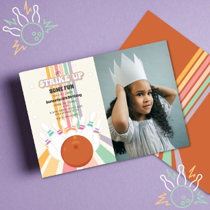 Convites Foto do Aniversário de criança da Boliche Retroati