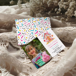 Convites Foto do Aniversário de criança da Candyland Sweet