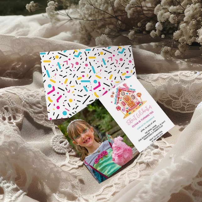 Convites Foto do Aniversário de criança da Candyland Sweet  (Candyland Sweet Celebration Kids Birthday Party  invitation)