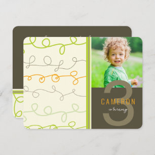 Convites Foto do Aniversário de criança das Linhas Retro-Ar