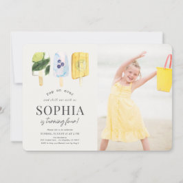 Convites Foto do Aniversário de criança de Aquarela de frut