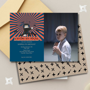 Convites Foto do Aniversário de criança do Guerreiro Ninja 
