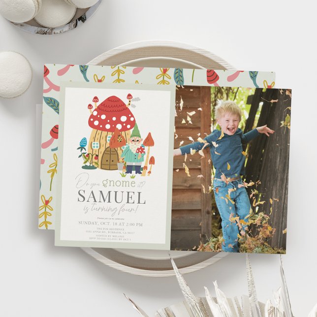 Convites Foto do Aniversário de criança Verde do Jardim do  (Criador carregado)