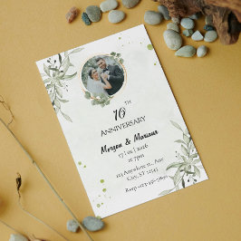 Convites Foto do Aniversário do Greenery Russo Minimalista