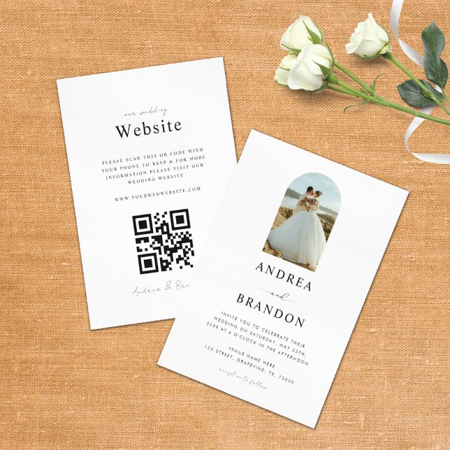 Convites Foto do Arch Boho Simples Elegante Tudo em Um Casa (Criador carregado)