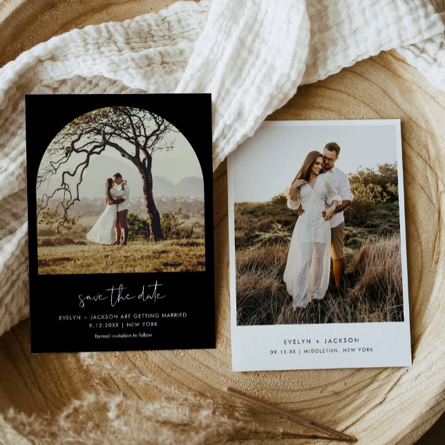 Convites Foto do Arch STELLA Salvar a Data em Preto (Criador carregado)