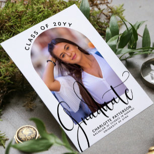 Convites Foto do arco de graduação Elegante de script do fo