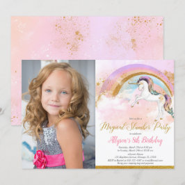 Convites Foto do arco-íris do partido de sono Unicórn