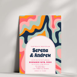 Convites Foto do arco ondulado do Pastel Groovy Groovy 1970