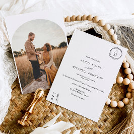 Convites Foto do arco preto do monograma floral clássico