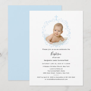 Convites Foto do Bebê Baptism com Script Moderno