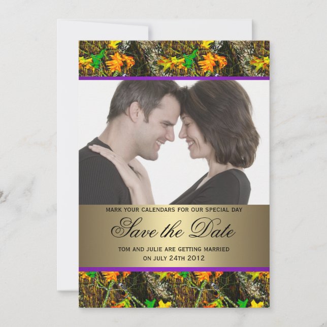 Convites Foto do Camo Save the Date (Frente)