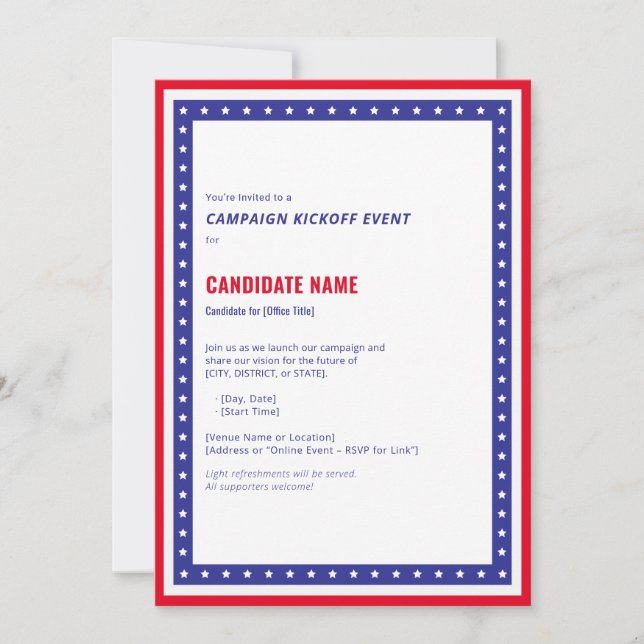 Convites Foto do Candidato a Evento Político do Início da C (Frente)