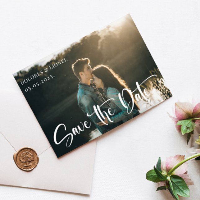 Convites Foto do Casal de Script Salvar a data (Criador carregado)