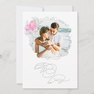 Convites *~* FOTO DO Casal Flower RSVP QR + Casamento AR6