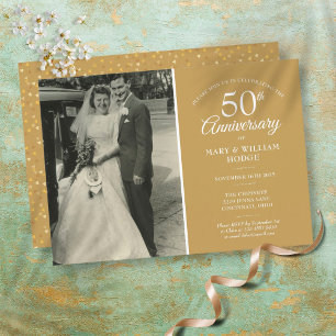 Convites Foto do Casamento de Aniversário de 50 anos com Co