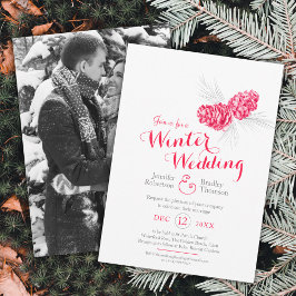 Convites Foto do casamento no inverno da cinza vermelha Con