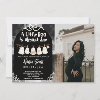 Convites Foto do Chá de Bebê Um Pequeno Boo Está Quase Cheg