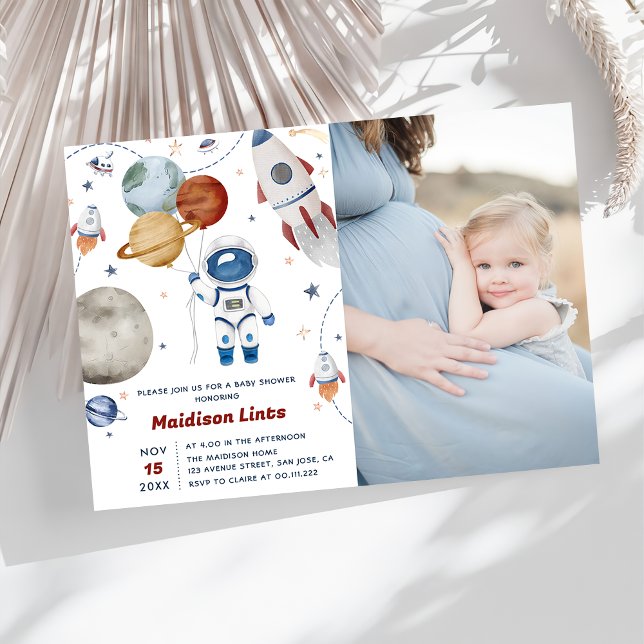 Convites Foto do Chá de fraldas Astronauta do Espaço Exteri (Criador carregado)