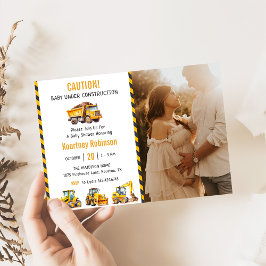 Convites Foto do Chá de fraldas de Menino em Construção