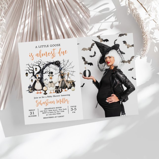 Convites Foto do Chá de fraldas do ganso do Bobo Halloween (Criador carregado)