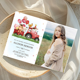 Convites Foto do Chá de fraldas do Quintal de Animais de Cr