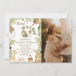 Convites Foto do Chá de fraldas 'É um Menino' do Dinossauro